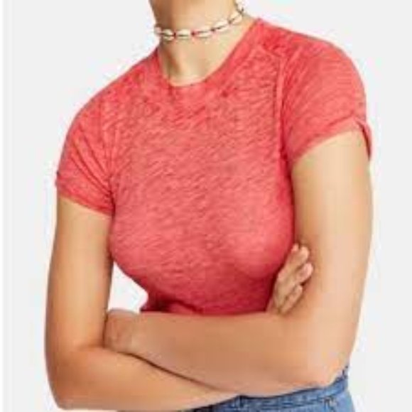 Free People Tops - Free People Coral Crewneck Lightweight T-shirt NWT